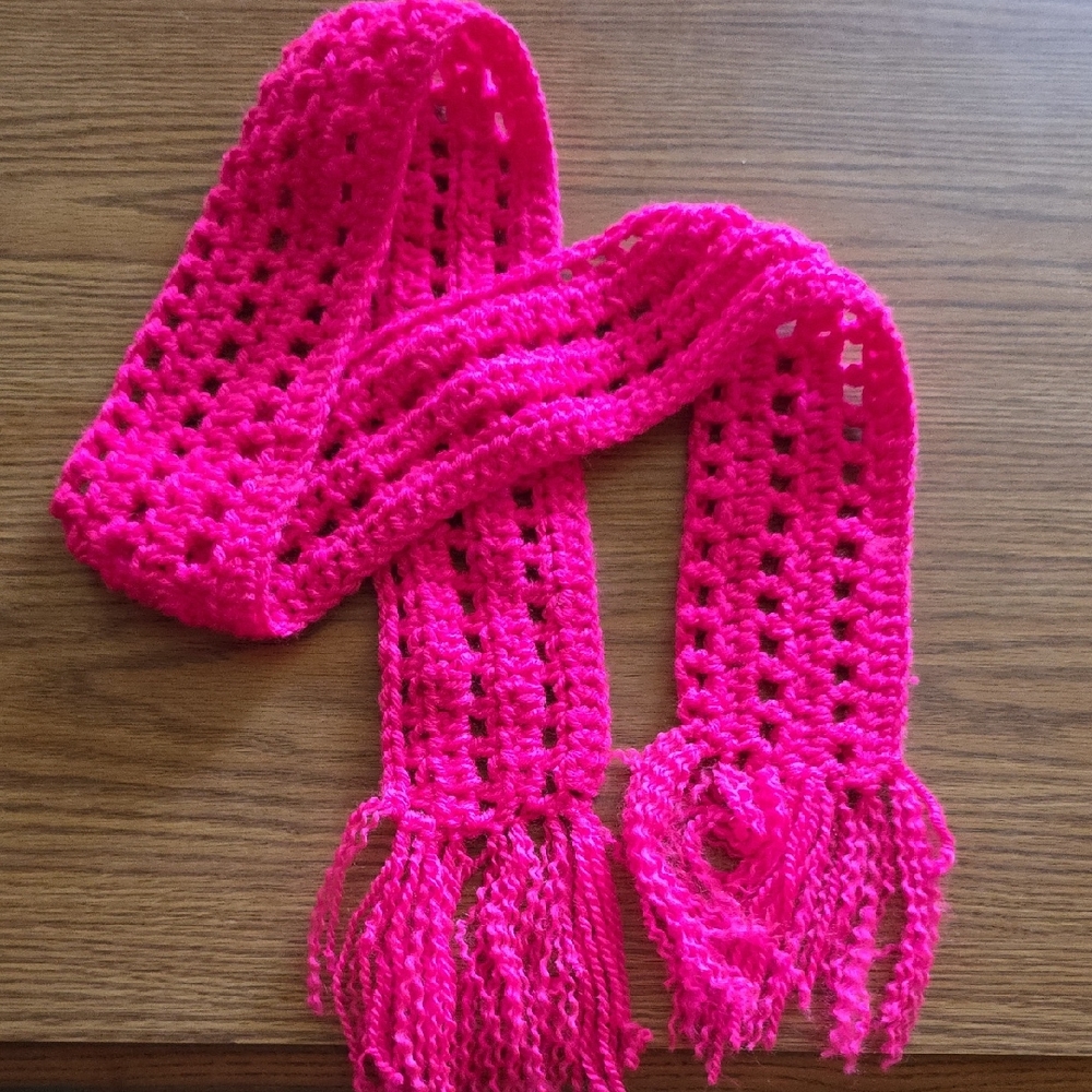 Hot Pink Crochet Scarf